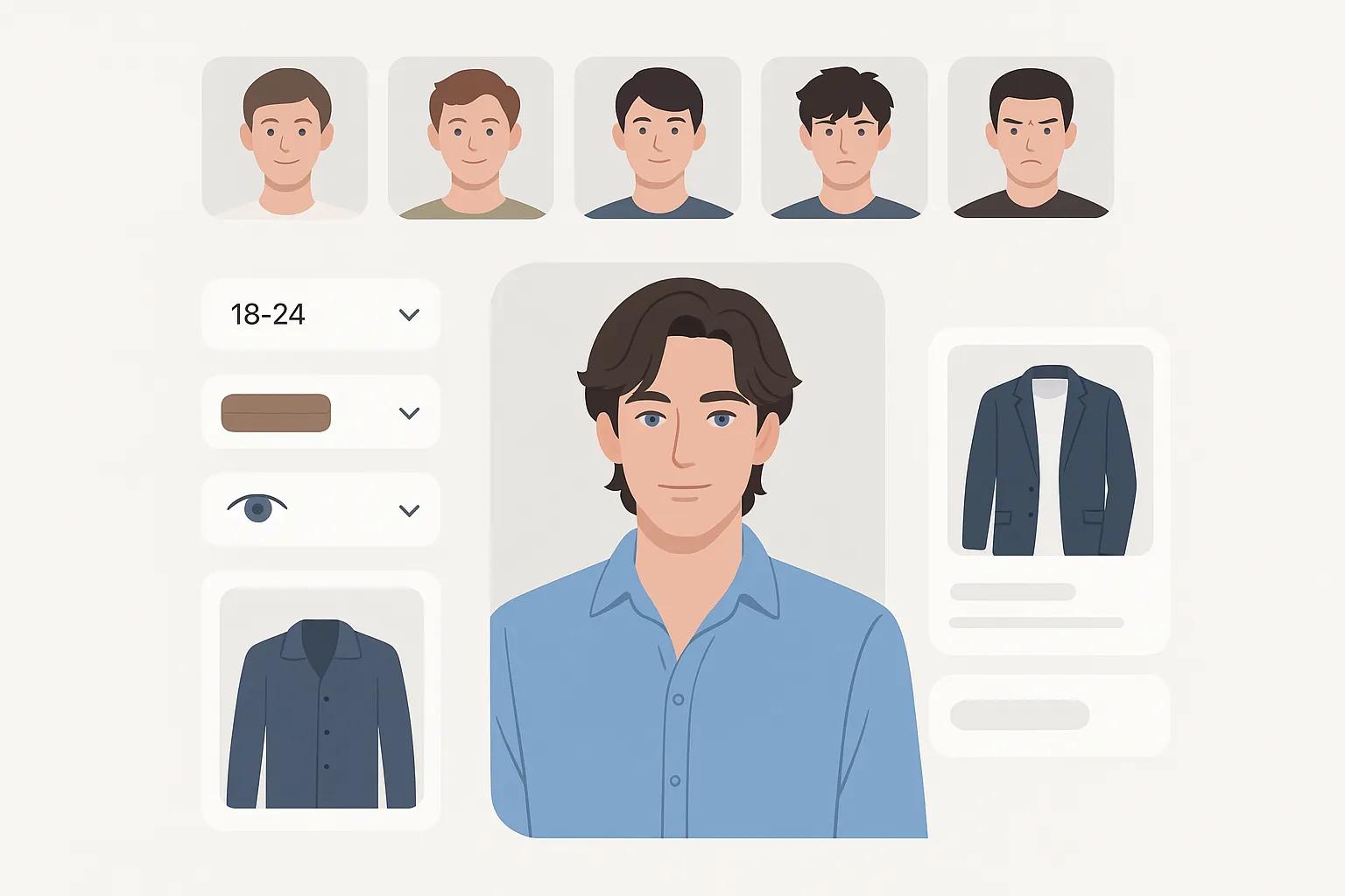 AI Boyfriend Generator customization options showing different personality types and appearance settings