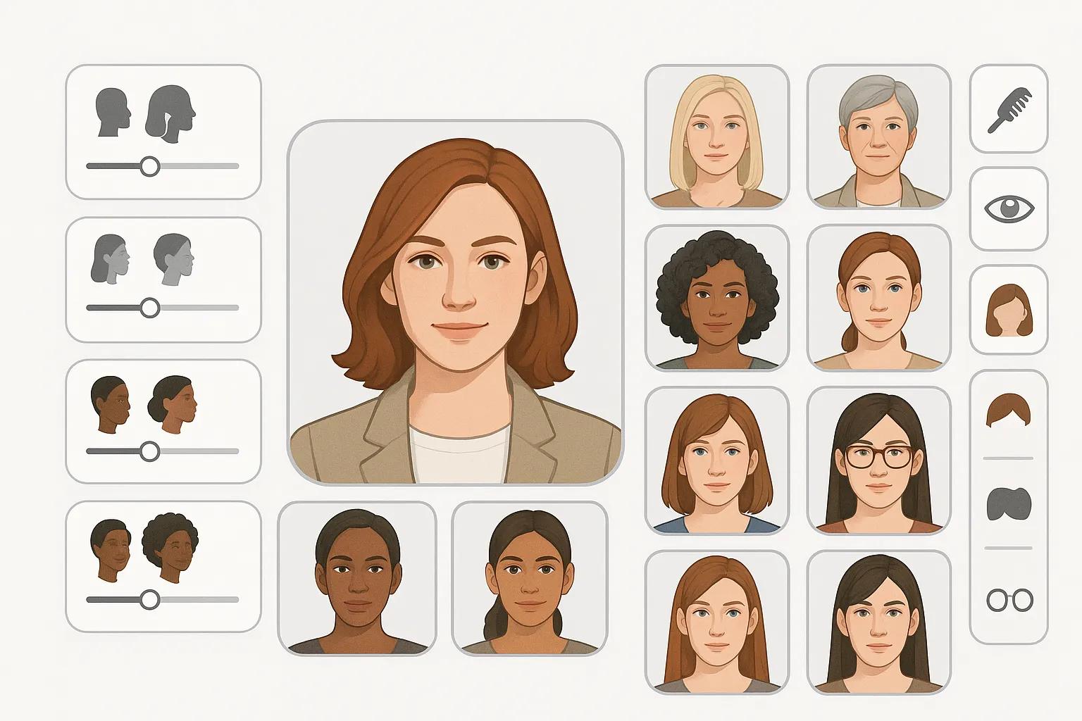 AI Face Generator customization options for facial features