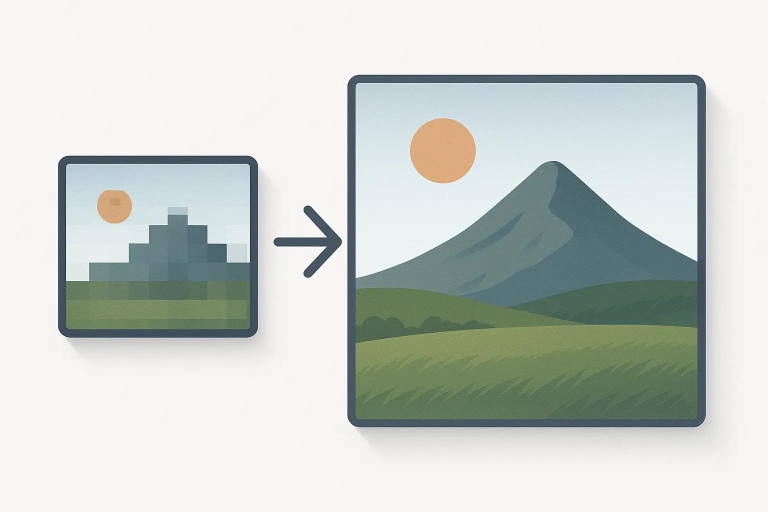 AI Image Upscaler increasing image resolution by 8x