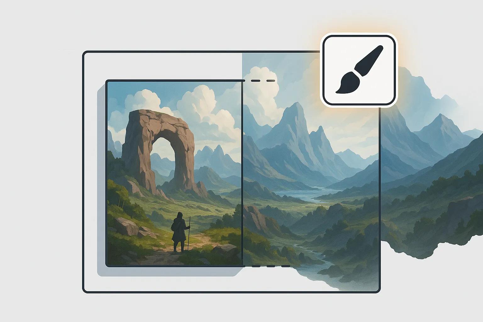 Artist using AI Outpainting to expand creative artwork