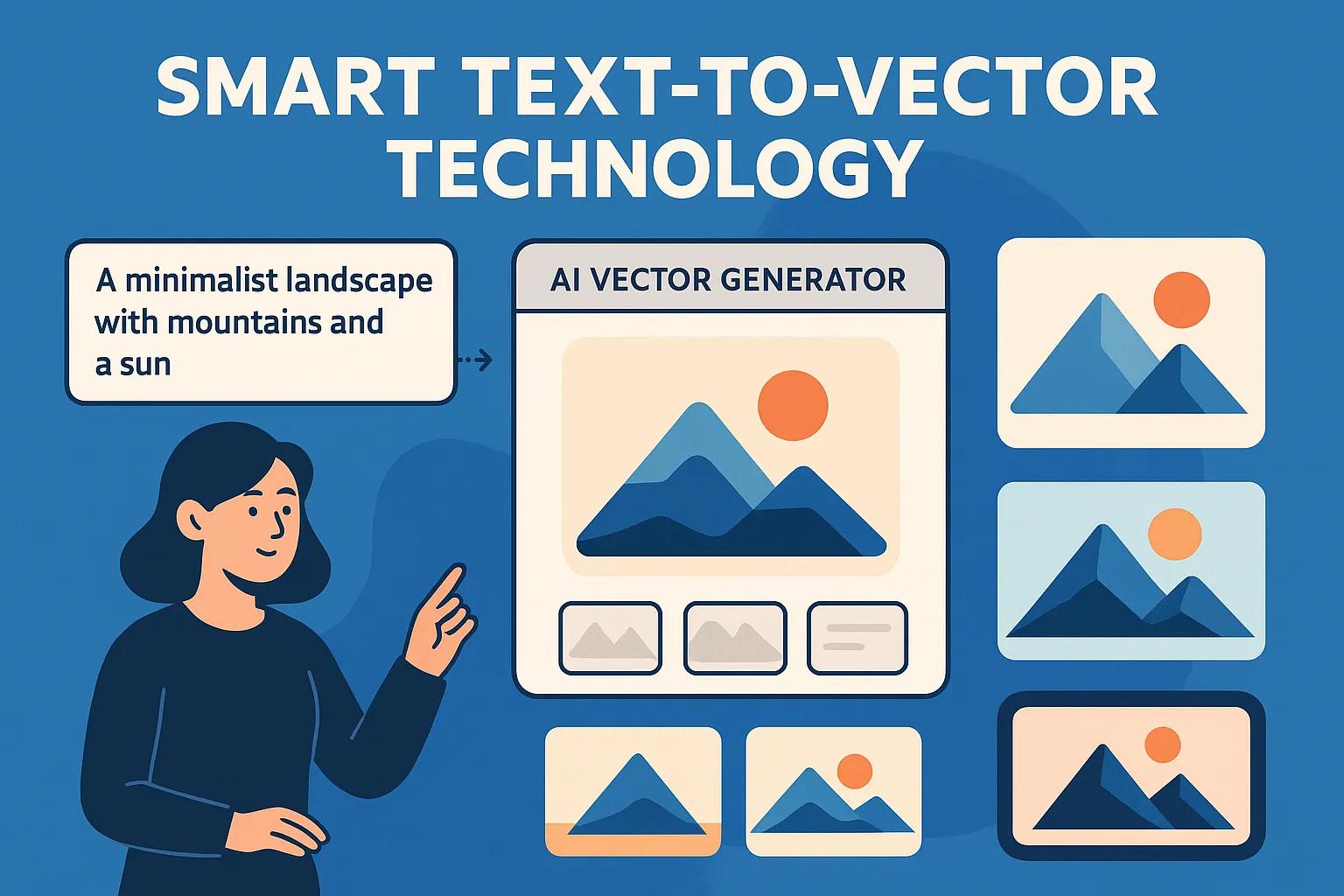 AI Vector Generator interface showing text prompt to vector conversion