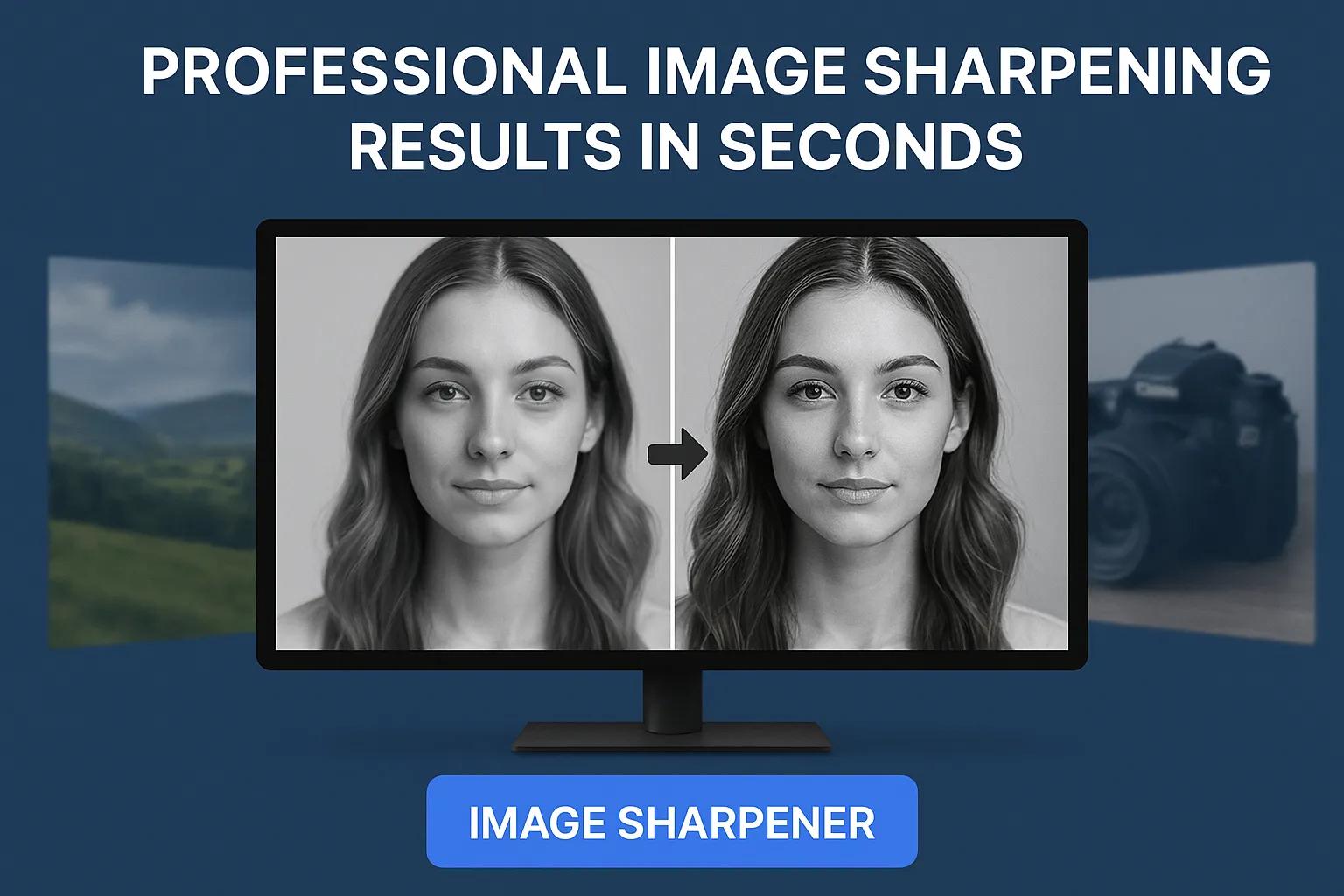 Before and after comparison showing Image Sharpener results