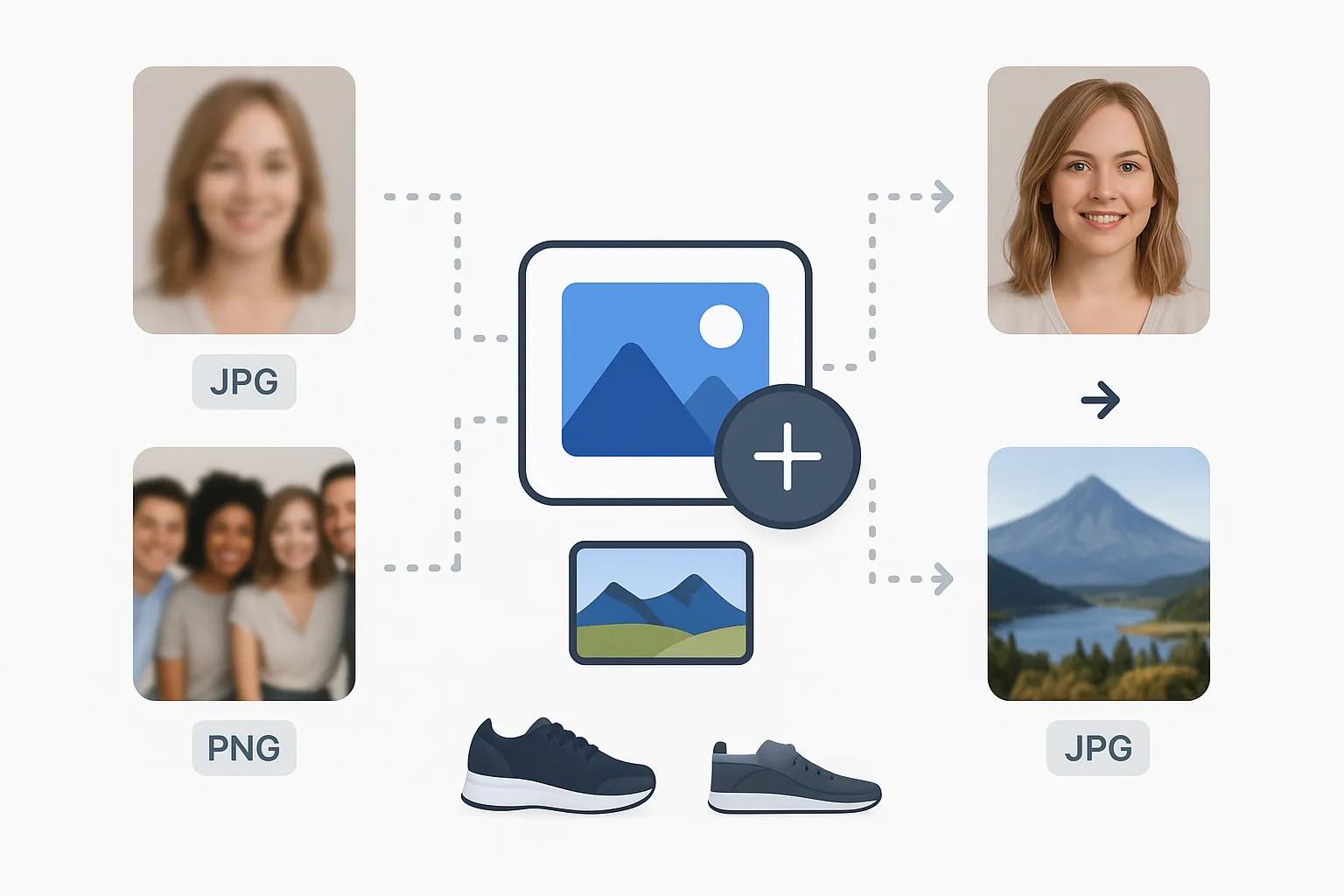 Various photo types enhanced with Image Sharpener tool