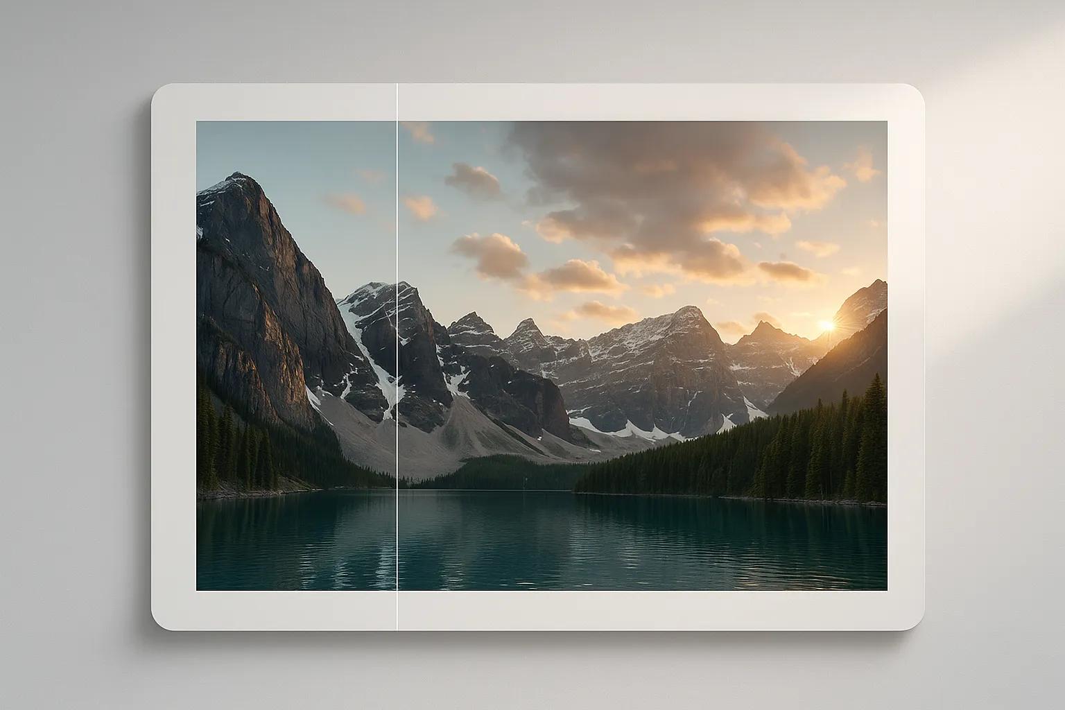 AI Outpainting expanding landscape image seamlessly